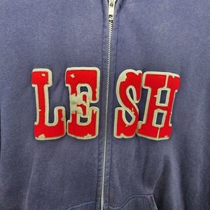 Phil Lesh And Friends Zip Up Distressed Blue Hoodie Drawstring Grateful Dead